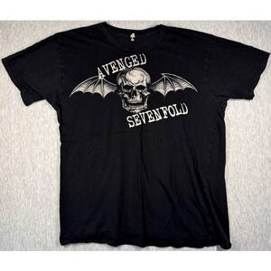 AVENGED SEVENFOLD Deathbat T Shirt Black Band Tee Size L Grunge Metal Rock